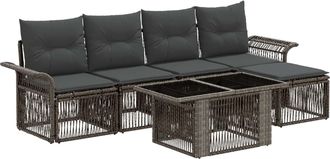 vidaXL Conjunto De Sof&aacute;s De Jard&iacute;n 6 Uds. Gris Y Gris Oscuro Vidaxl