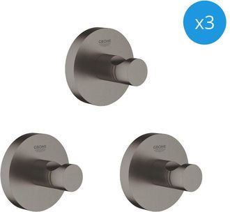 GROHE Essentials Set of 3 Wall Hooks, Brushed Hard Graphite (40364AL1-TrioEssential)