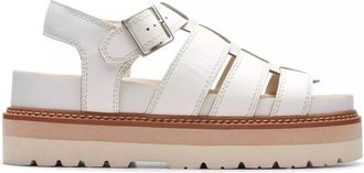 Clarks Witte Twist Damessandaal - Dames - Sandalen - Beige - 41 EU - Leer - Schoenen