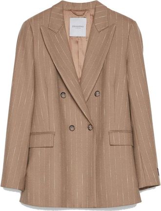 Ermanno Scervino Jassen, Dames, Bruin, S, Katoen, Dubbelrijige Blazer