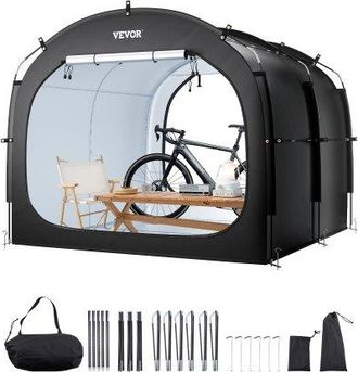 OEM Tienda De Campa&ntilde;a Para Guardar Bicicletas, Tienda Impermeable 2240 X 2470 X 1980 Mm Para 5 Bicicletas Con Ventana Ventilada, Fibra De Vidrio De Alta R