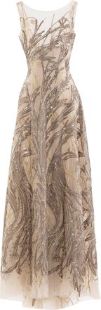 Saiid Kobeisy Embroidered Long Dress With Bow Cape