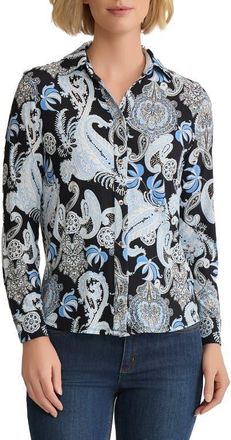 Jones New York Paisley Button-Up Shirt in Jones Black Multi at Nordstrom, Size X-Small P
