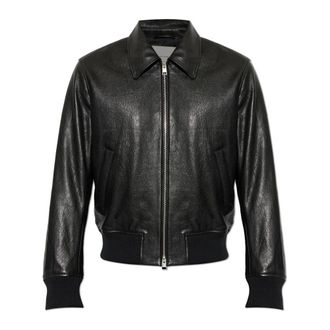 Ami Leather Jackets, male, Black, Size: L Lamb Leather Zipped Jacket