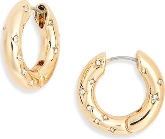 Nordstrom Rack Scattered Crystal Hoop Earrings in Gold at Nordstrom Rack