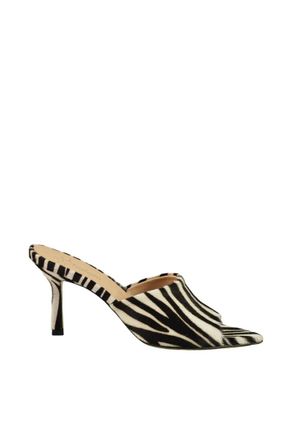 My Chalom White/Black Leather Mule Pony