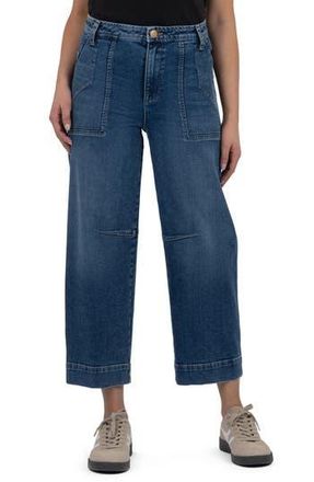 Kut from the Kloth Ashton High Waist Crop Wide Leg Barrel Jeans in Medium Wash at Nordstrom Rack, Size 4