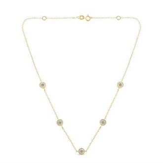 House of Brilliance Silver 1/2 Cttw Diamond Station Necklace in Yellow Gold Over Silver at Nordstrom