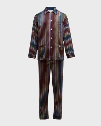 Derek Rose Men & apos;s Wellington Striped Cotton Pajama Set