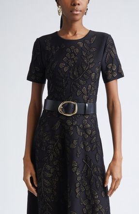 Carolina Herrera Sculptural Leather Belt in Black at Nordstrom, Size Small