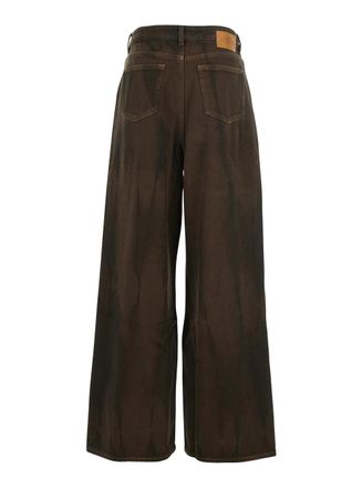 Ganni Womens Brown Tie-Dye Patterned Jeans Organic Cotton