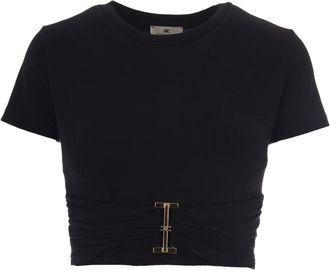 Elisabetta Franchi Mujer, Camisetas, Negro, Talla: S