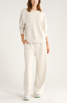 Zella Soft Luxe Boxy Crew Sweatshirt in Grey Moonbeam at Nordstrom, Size X-Large