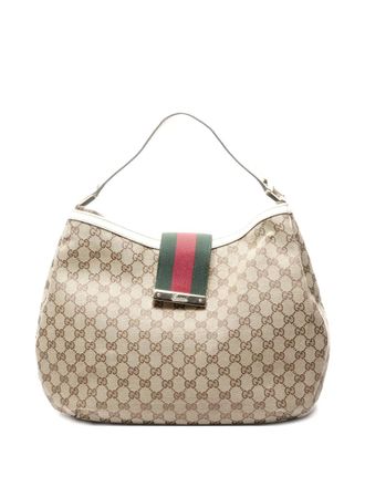 Gucci 2015-2025 Sherry GG-canvas stripe shoulder bag - Beige