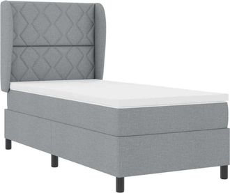 vidaXL Cama Tipo Box Spring Con Colch&oacute;n Gris Claro 100 X 200 Cm Tela Vidaxl