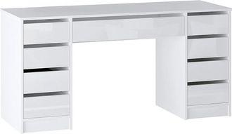 Vente-Unique Escritorio con 9 cajones - Blanco Brillante - JENEMI