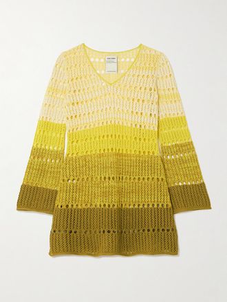 Escvdo Abito Mini In Maglia Di Cotone Ombr&eacute; Mishi - Giallo