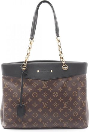 Louis Vuitton Black Brown Noir Coated Canvas Leather Monogram Handbag Tote Bag (Pre-Owned)