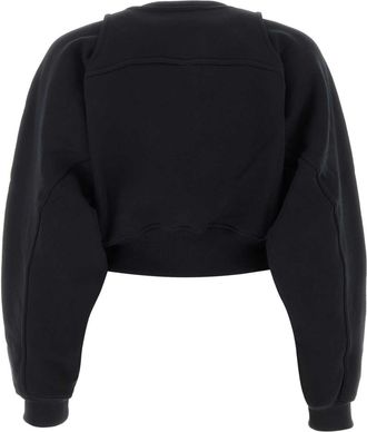 Off-white Womens Logo-Embroidered Cotton Sweatshirt Black Sweater