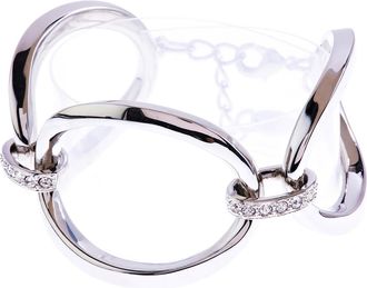 Karen Millen Oversized Chain Bracelet For Women (Silver/Crystal)