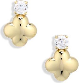 Argento Vivo Cubic Zirconia Puffy Clover Stud Earrings in Gold at Nordstrom Rack