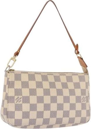 Louis Vuitton Pre-owned Damier Azur Pouch - Dames - Vintage Handtas - Wit - ONE Size - Leer - Vintage