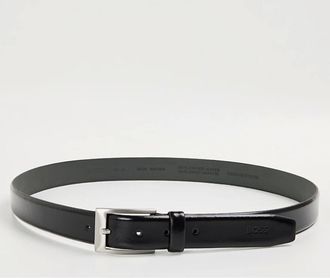 HUGO BOSS Mens Leather Belt with Metal Buckle - Black - Size: 40R 105cm