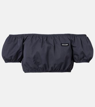 Miu Miu Off-shoulder cotton poplin crop top