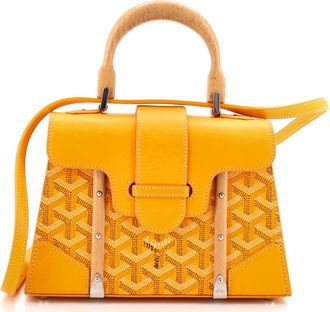 Goyard Structured Saigon Top Handle Bag Coated Canvas with Leather Mini