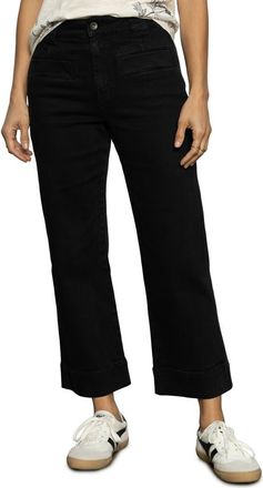 Sanctuary Voyage High Waist Crop Wide Leg Jeans in Black at Nordstrom, Size 25
