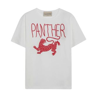 Valentino Garavani T-Shirts, female, White, Size: XS Printed Cotton T-Shirt