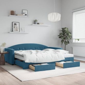 vidaXL Vidaxl - Sof&aacute; Cama Nido Con Cajones Terciopelo Azul 90x200 Cm