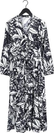 Summum Maxi Jurk Two Tone Flower - Dames - Shirt Kleedjes - Zwart - M - Katoen - Kleedjes