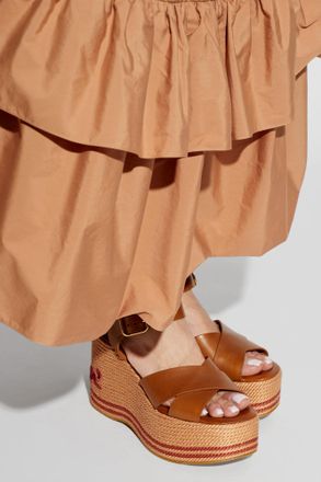 Chlo&eacute; Wedge Sandals Sand, Womens, Brown