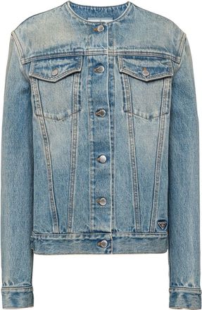 Prada denim blouson jacket - women - Cotton - L - Blue