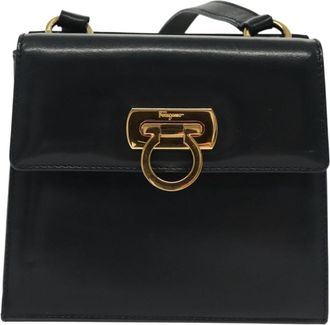 Ferragamo Gancini Navy Leather Shoulder Bag (Pre-Owned)