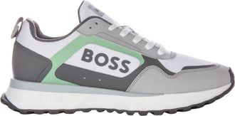 HUGO BOSS Sneakers, male, Multicolor, 12 UK, White Green Mesh Runner Trainers Men
