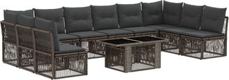 vidaXL Conjunto De Sof&aacute;s De Jard&iacute;n 11 Uds. Gris Rat&aacute;n Sint&eacute;tico Vidaxl