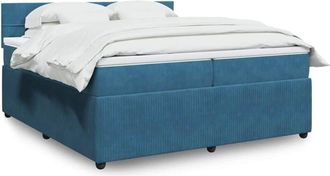 vidaXL Cama Box Spring Con Colch&oacute;n Terciopelo Azul 200x200 Cm Vidaxl