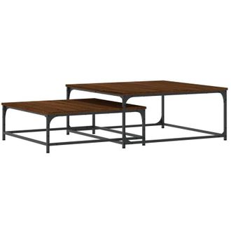 vidaXL Vidaxl - Mesas De Centro Apilables 2 Pzas Madera Ingenier&iacute;a Roble Marr&oacute;n