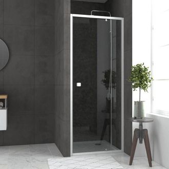 Aurlane Puerta De Ducha Abatible Blanca 78 A 90x185 Cm + Plato 90x90 - Whity Pivot