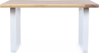 Wabi Home Mesa de comedor de madera maciza y hierro blanco 160cm