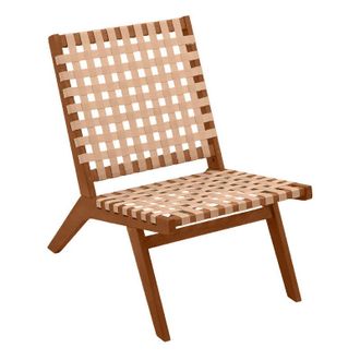 Miliboo Poltrona da giardino in legno massello e strisce beige lucea