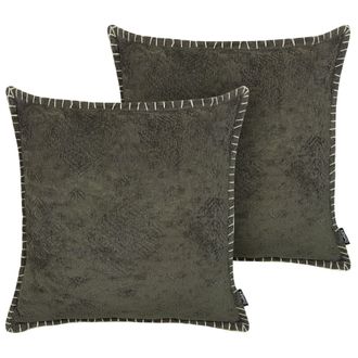 Beliani Beliani - Conjunto De Cojines Decorativos Patr&oacute;n Geom&eacute;trico Gris 45 X 45 Cm Decoraci&oacute;n Glamour Vintage Melur