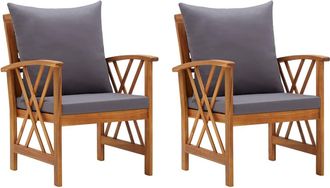 vidaXL Vidaxl - Sillas De Jard&iacute;n Con Cojines 2 Unidades Madera Maciza Acacia
