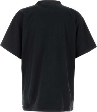 Balenciaga Mens Logo-Print Cotton Oversize T-Shirt Black Elastane