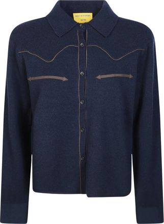 Guest In Residence Cropped Western Shirt - Dames - Overhemden - Blauw - S - Kasjmier - Overhemden