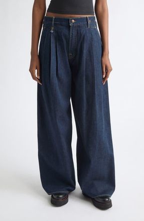 R13 Triple Pleated Wide Leg Jeans in Rinse Selvedge Indigo at Nordstrom, Size 26