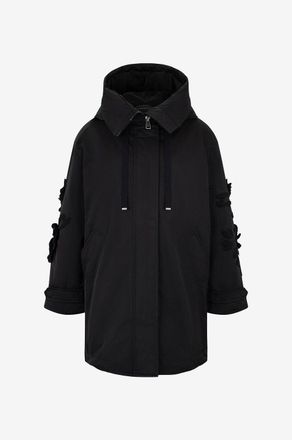 Ermanno Scervino Wattierter Nylon-Parke mit Bl&uuml;tenstickereien