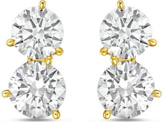 Diana M. Jewels 14K YG Gold 2 Stone Earrings 10.00 Ct Tw